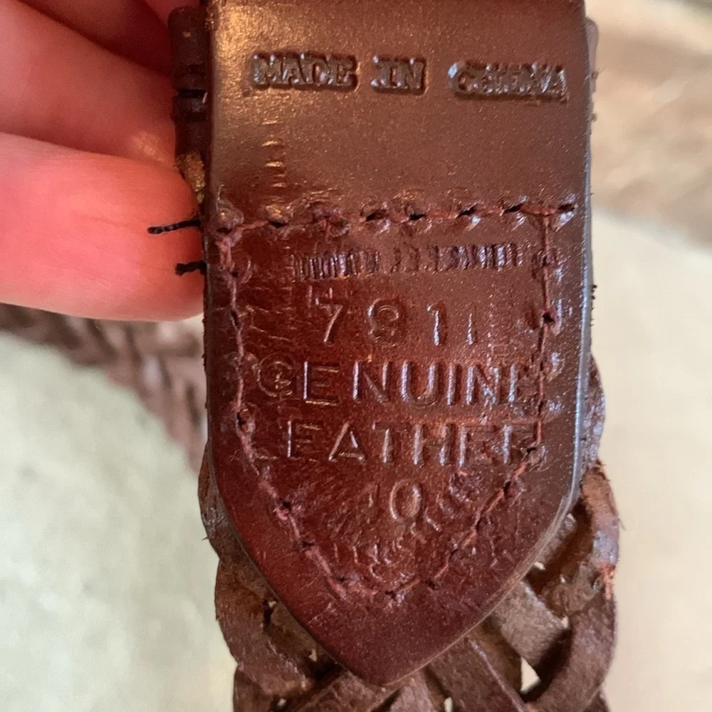 Genuine leather brown sz 40 braided woven NWT belt